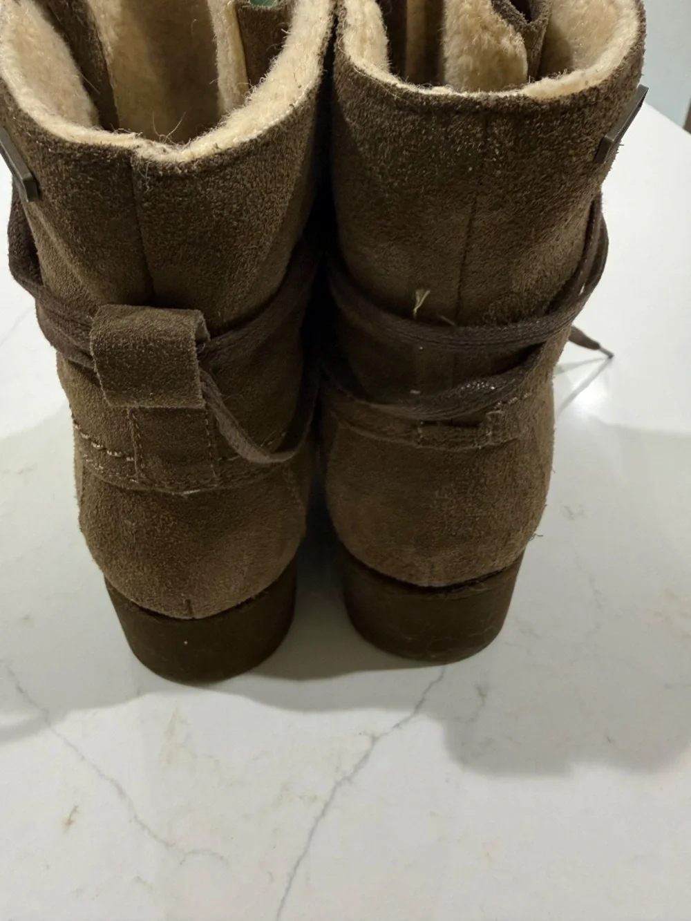 Brown Suede Shearling Lined Ankle Boots Women's US 7